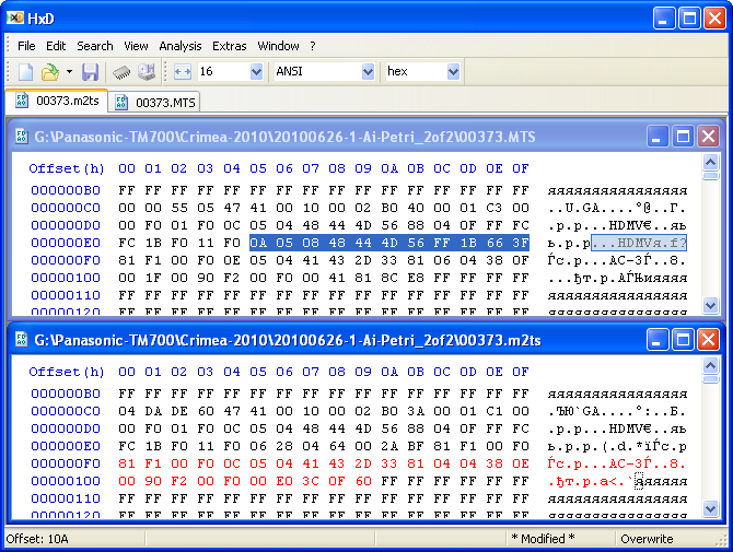 Hex Editor Step 2: Move Audio Properties for 4 bytes
